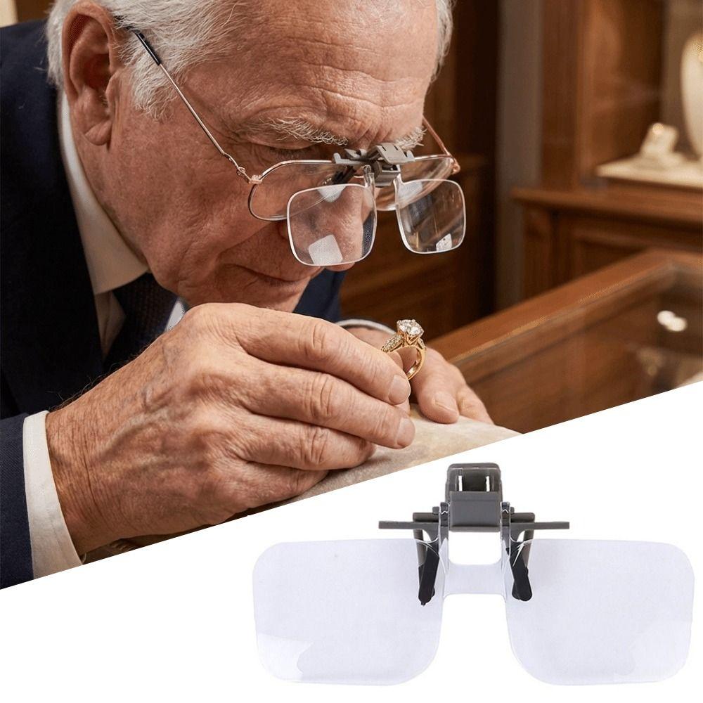 Detachable Clip-on Magnifying Glass Acrylic Optical Lens Flip Up Spectacles  Low Vision
