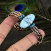 Natural Republic Larimar Gemstone Copper Wire Wrap Cuff Bangle Adjustable y5Q42