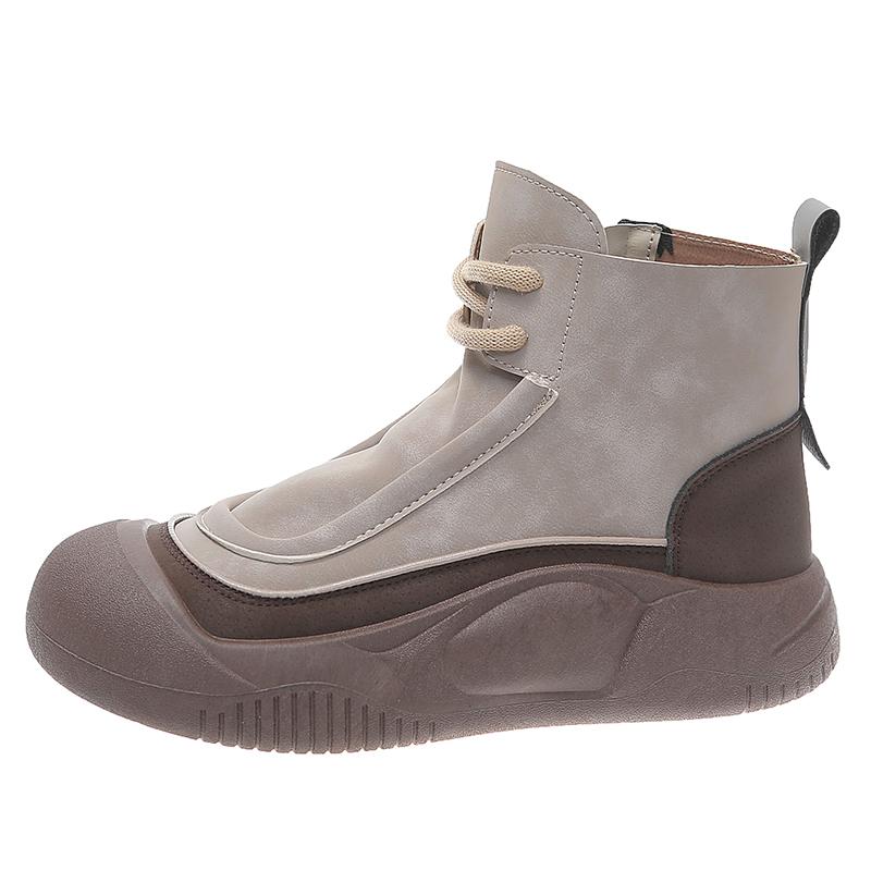 TUINANLE Kvinner Høye Topper Sko Spring Glidelås Uformell Anti Slip Flat Sneakers Jente ankelstøvletter