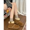 Retro brown thick-soled velvet snow boots women's winter warm outer wear non-slip Birkenstock cotton shoes