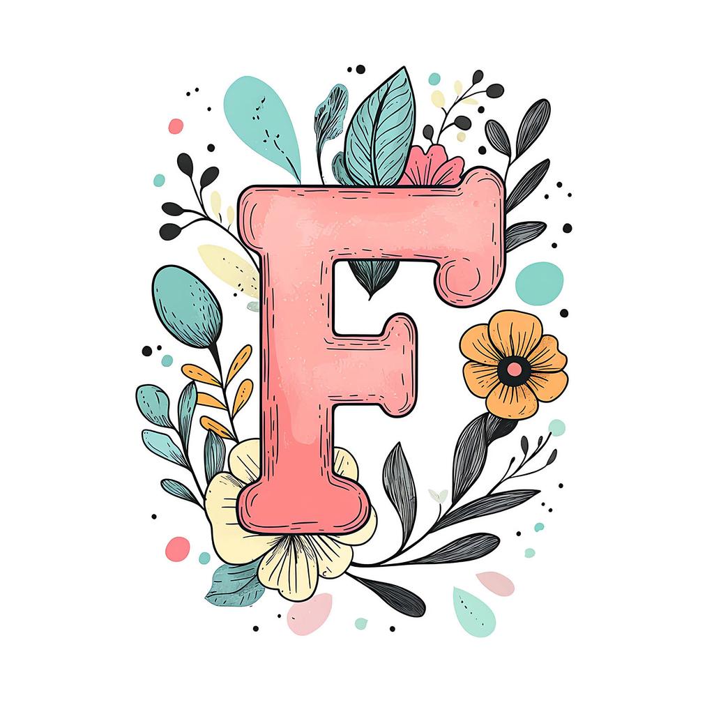 Plakat Z Literą "F" Z Kolorowymi Kwiatami Plakat Z Literą "F" Z Kolorowymi Kwiatami, 30X40 Cm, Rama Drewniana Ciemny Brąz, Papier Matowy 230 Gsm