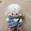 10CM Cotton Doll Clothes: British Style Plaid Overalls Set
