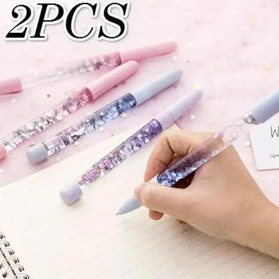 2 Pezzi Penna a Sfera Multicolore 0.5mm Sabbie Mobili Glitter Cristallo Penne Creative Plastica Scrittura Regalo Bambini Materiale Scolastico Ufficio