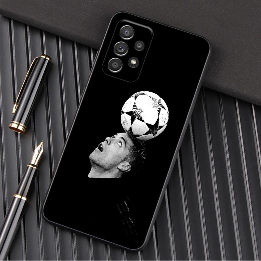C-R-7 Dark Football Phone Case For Samsung Galaxy A57 A56 A37 A55 A36 5G A26 A54 A52 A35 A34 A25 A17 A16 A15 A07 A06 Soft Cover