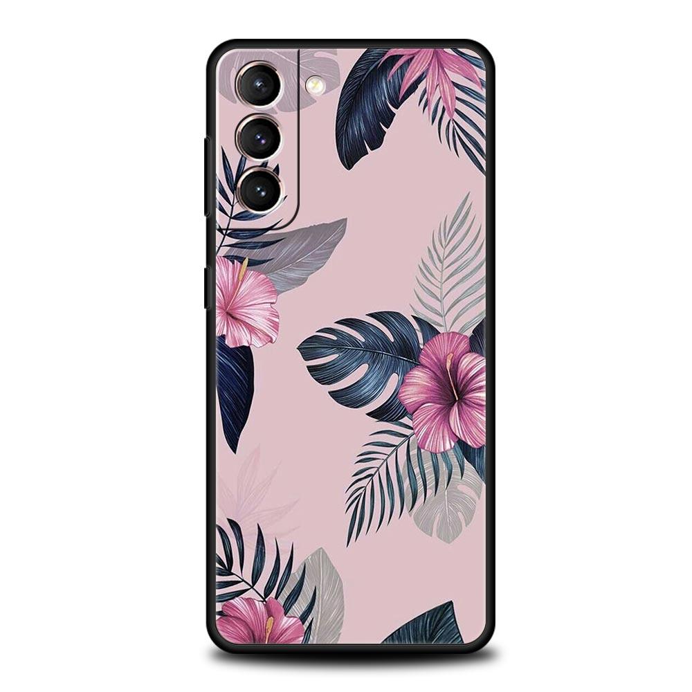 Vintage Banana Leaf Flower Phone Case For Samsung Galaxy S24 S23 S22 S20 Ultra S21 FE 5G S10 S9 Plus S10E Soft Silicone Cover