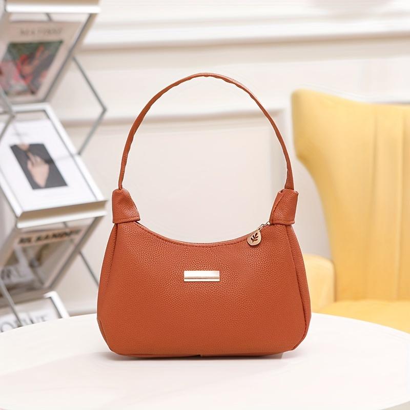 Girl's Fashion Underarm Crossbody Bag Solid Color Comfortable PU Leather Delicate And Small Hardware Decoration Durable And Exquisite Sling Bag