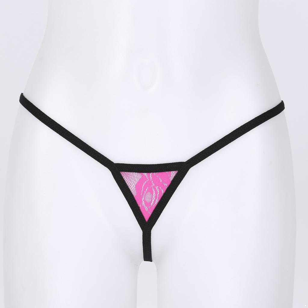 Women See-through Lace Micro Thongs G-string Low Waist Elastic Waistband T-back Lingerie Underwear