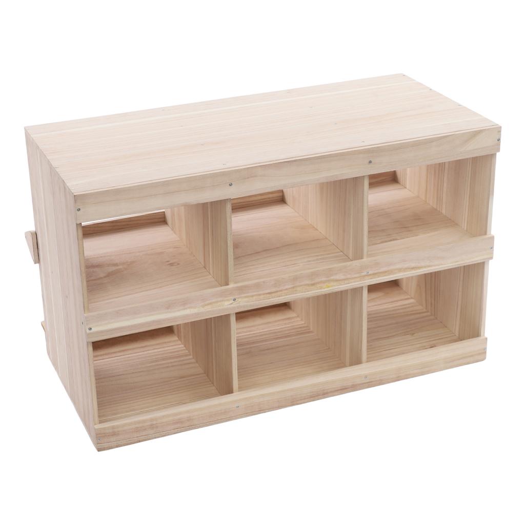 Wooden Chicken Laying Box, 6 Compartment 2-Tier Floorstanding with Egg Slot for Home/Breeding Farm