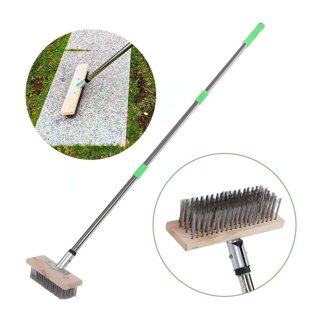 Szczotka druciana do szorowania podłóg ze stali nierdzewnej Usuwanie mchu Wytrzymała Rękojeść do czyszczenia zgrubnego na zewnątrz