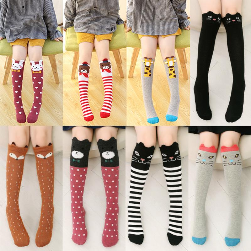 3D Kreslené Ponožky ze 100% Bavlny Středně Dlouhé a Podkolenky pro Dívky - Roztomilé Jarní/Podzimní Nošení