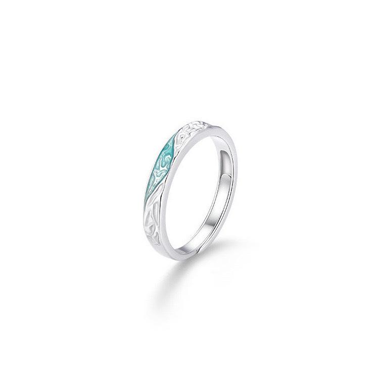 New Ice Island Spirit Snake Couple Ring Light Luxury Niche Premium Enamel Opening Ring Valentine's Day Girlfriend