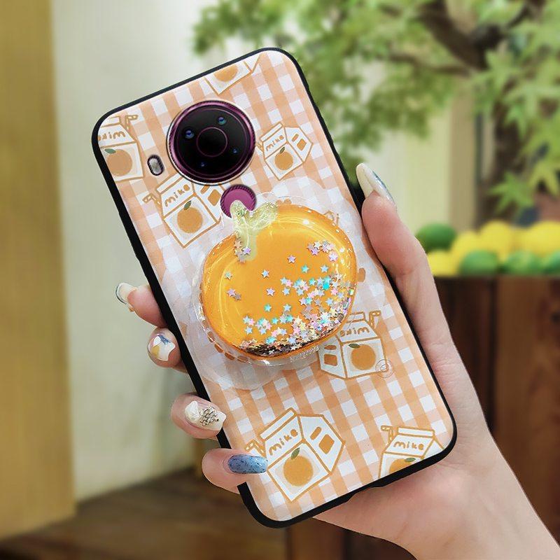 Quicksand Kickstand Phone Case For Nokia 5.4 Phone Lens Protection Cartoon Soft Case Dirt-resistant Durable Protective