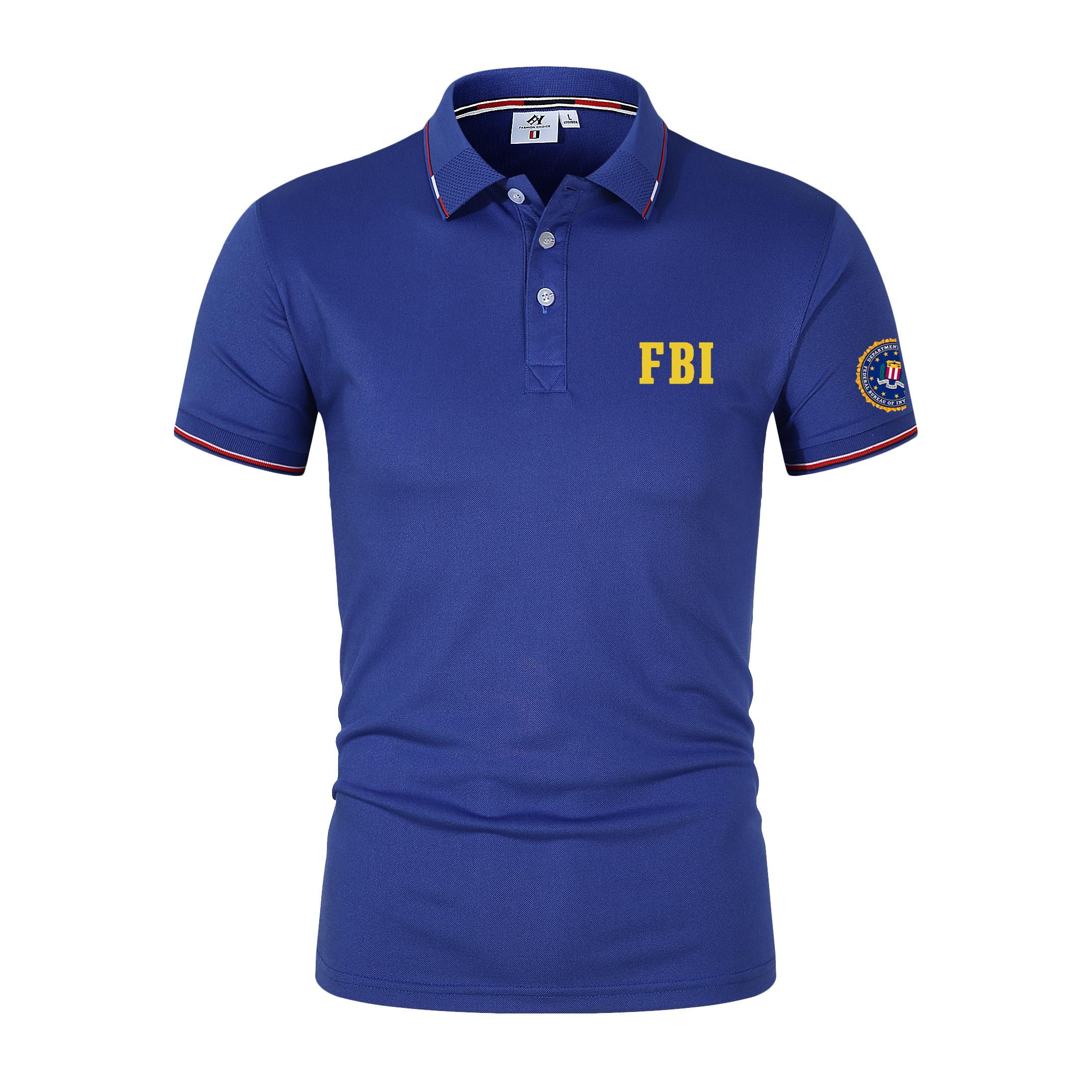 Мужская летняя повседневная дышащая рубашка-поло FBI XXXL синий