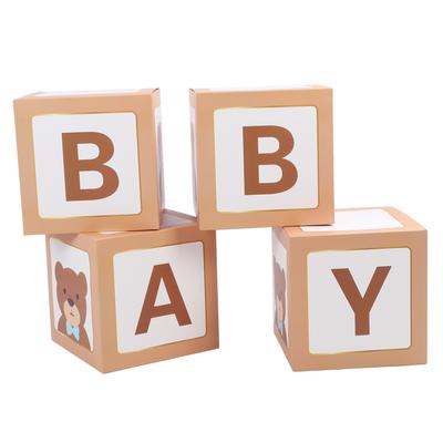 4pcs 11.81in Bear Themed Balloons Boxes Party Supplies for Gender Reveal Party Decorations Letters Box Birthday