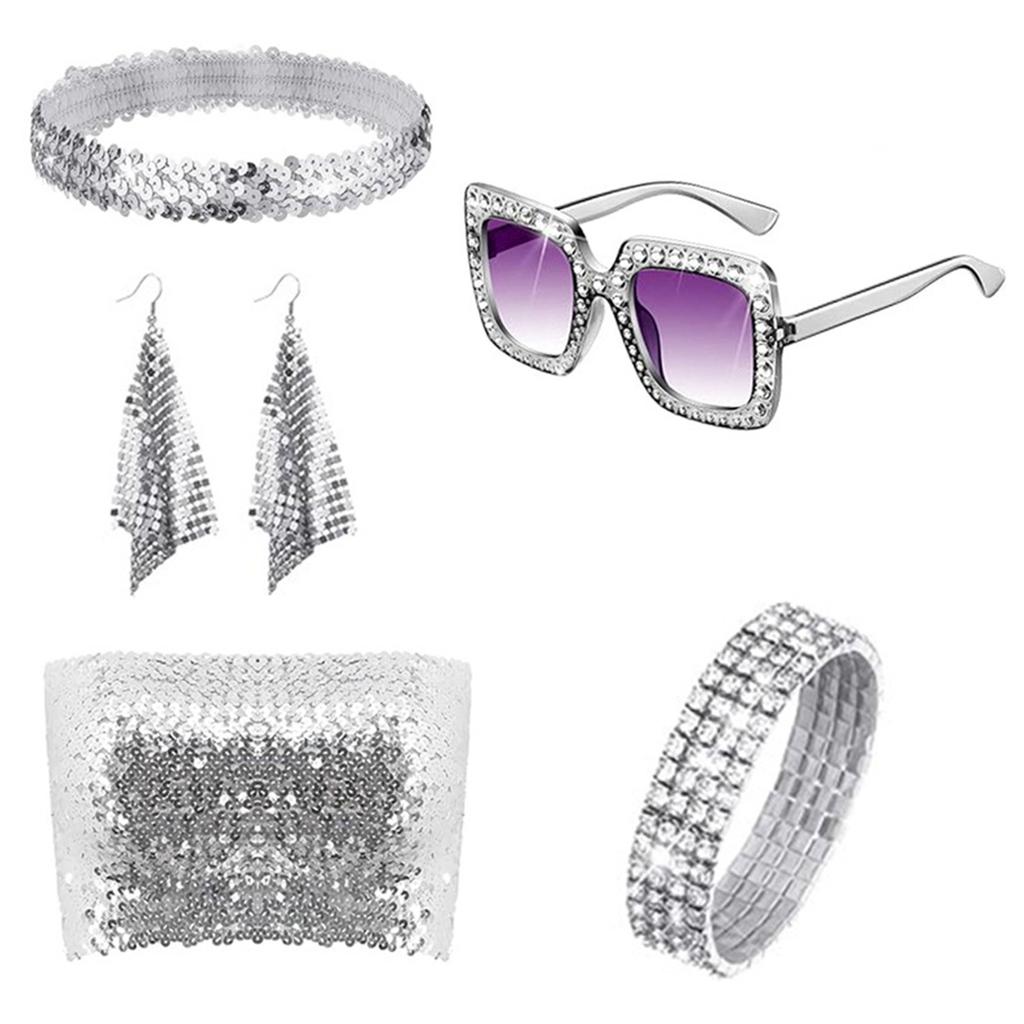 1970s Theme Party Disco Costume Set Sunglasses Earrings 70s Disco Costume Set 1970s Disco Accessories