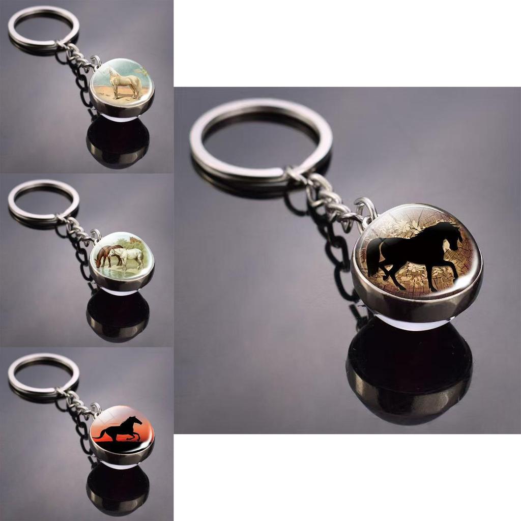 Glass Key Tag With Animal Motif And Round Shape For Gift And Everyday Carry