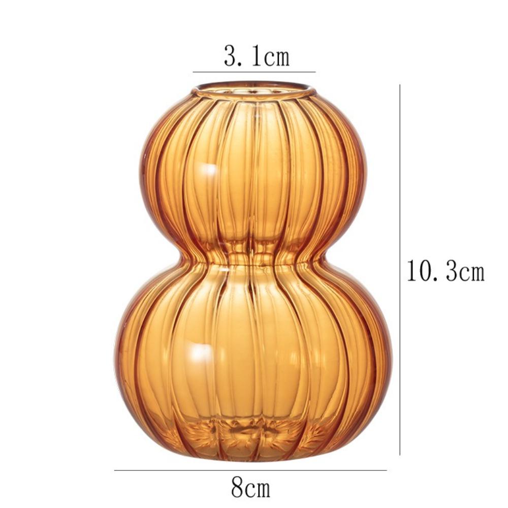 Colored Transparent Glass Vases Hydroponic Flower Vase Nordic Style Striped Gourd Shaped Vase Home Decor Housewarming Gift
