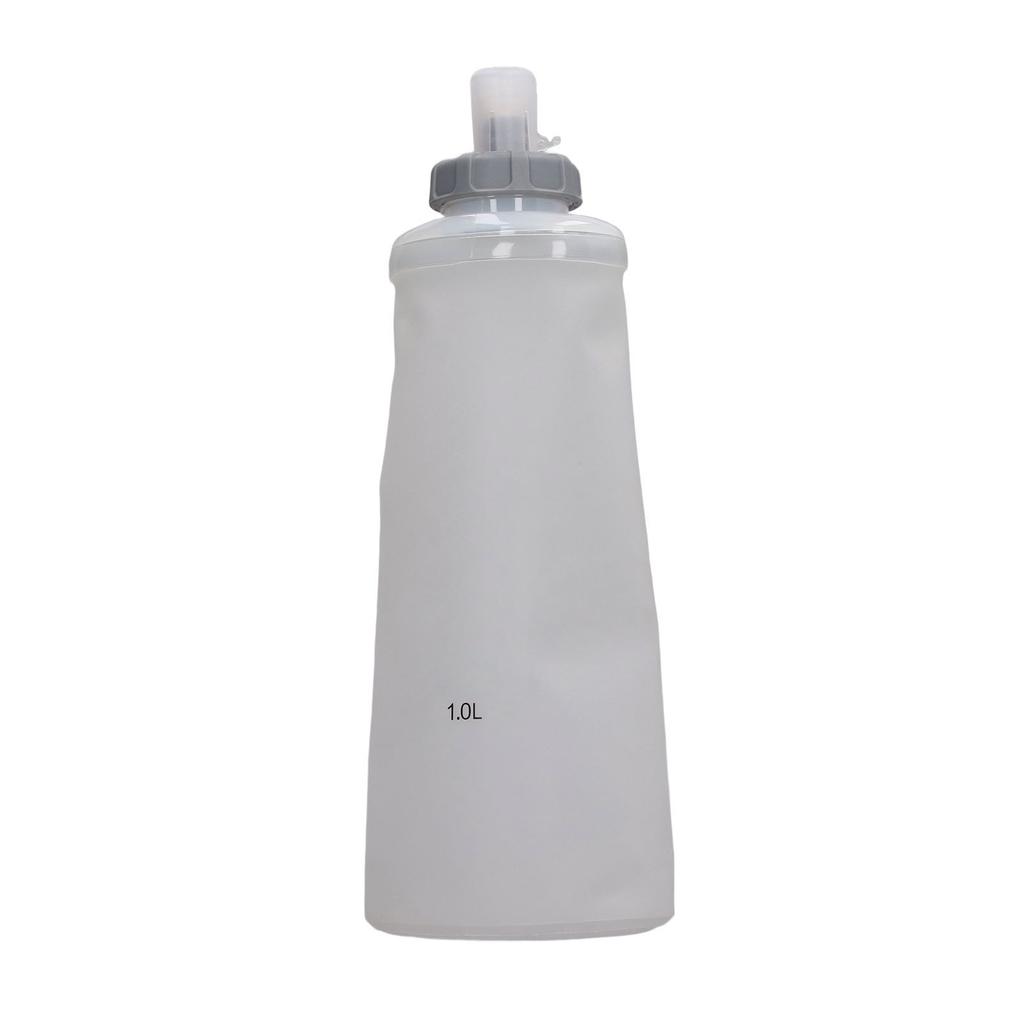 Soft Water Bottle Transparent 1L Large Capacity Portable Collapsible TPU Sport Bottle for Running Hiking