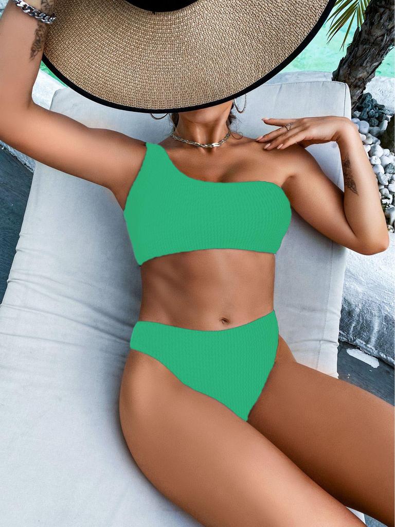 Seksowne Bikini Jednoramienne Wysokiej Klasy Europejskie i Amerykańskie - Jednokolorowe