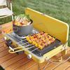 2-Burner Propane Camping Stove Portable Separately Adjustable Double Propane Burner Built-in Carrying Handle & Wind Panels