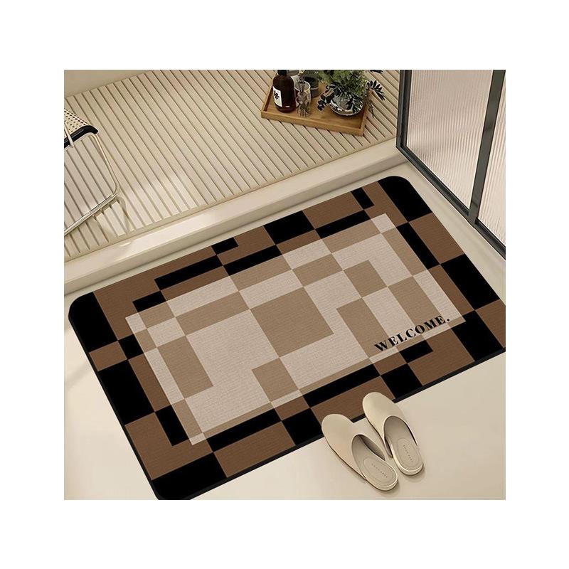 Simple Retro Wind Diatom Mud Floor Mat, Non-Slip And Easy To Take Care Of Floor Mat At The Bathroom Door, Household Toilet Absorbent Floor Mat
