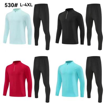 Men's Long Sleeve Football Training Suit - Spring, Autumn, Winter Running Set with Half Zip Jersey