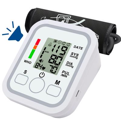 Vše-v-jednom přenosný pažní tlakoměr Velký LCD displej Ovládání jedním dotykem Hlasové hlášení Upozornění na hypertenzi