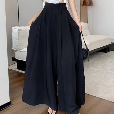 Pantalon large surdimensionné taille haute, culotte plissée, sarouel simple pour femme