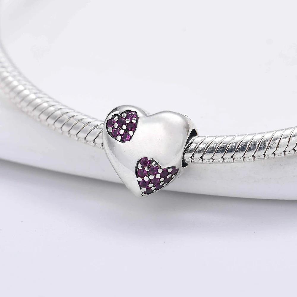 925 Silver Heart Series Four Leaf Clover Charms DIY Bracelet Necklace Jewelry Gift for Women Sister Friendship