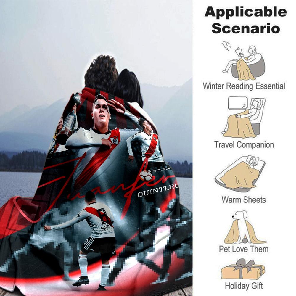 River Plate Juanfer Quintero Football Star Print Fleece Blanket Soft Cozy Throw Blanket for Sofa Couch Bed Soccer Fan Home Decor