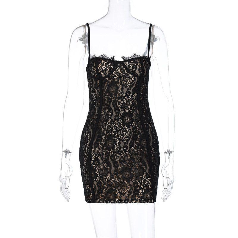 European and American Women s Clothing 2023 Summer New Fashion Sexy Slim-Fit Backless Bodycon Strap Dress for Women Foreign Trade Black S