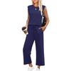 2025 Women's Loose Sleeveless Two-Piece Set: Round Neck Vest Top & Pants