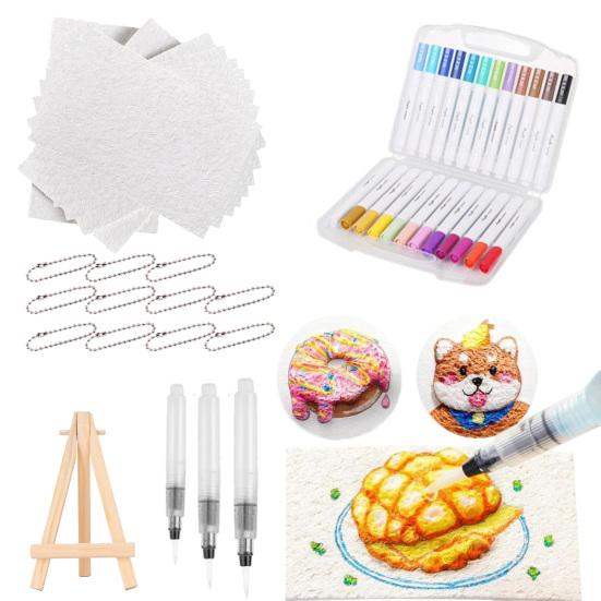 

Набор для рисования текстурой из волшебной пены, набор для самостоятельного 3D-рисования пеной с водяными ручками, кисточками, пухлым попкорном, холстом, губкой, принадлежностями для творчества