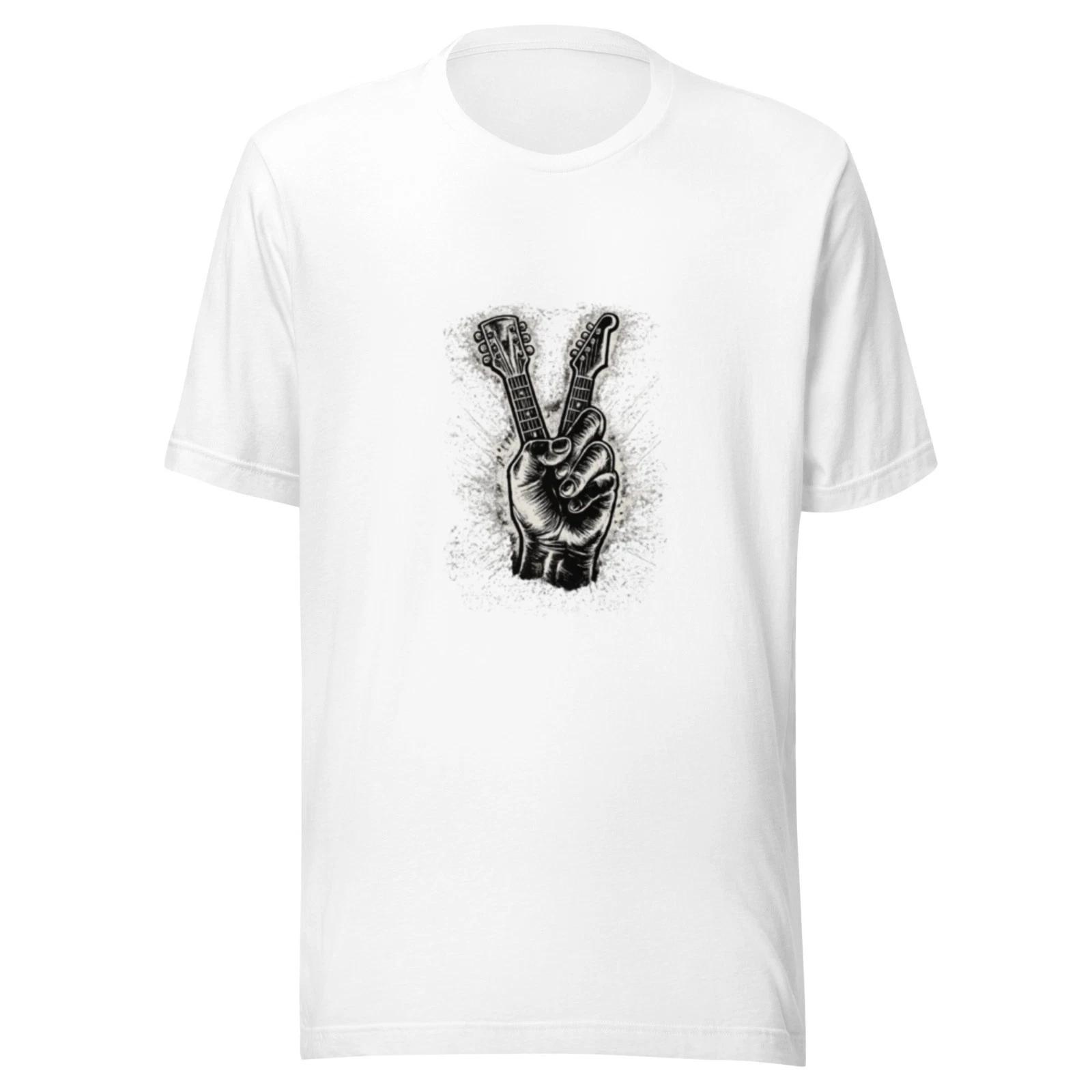 Rock Hand Peace Sign T-Shirt, Guitar Fingers Shirt, Music Lover Tee, Gift 2 S