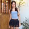2024 Summer Street Style Low-Waist Lace Patchwork A-Line Mini Skirt for Women