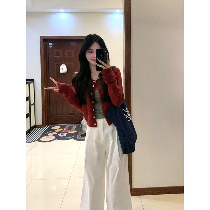 

Ранней осенью красный тонкий кардиган маленький мужской вязаный свитер Red XXL [Recommendation 65.00 kg-75.00 kg]]