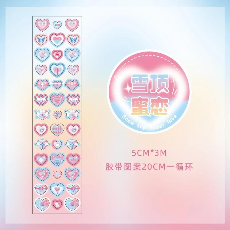 Cute Laser Love Heart Decorative Adhesive Tape Masking Tapes Planner Hand Account Album Diary Scrapbooking DIY Korean Stationery