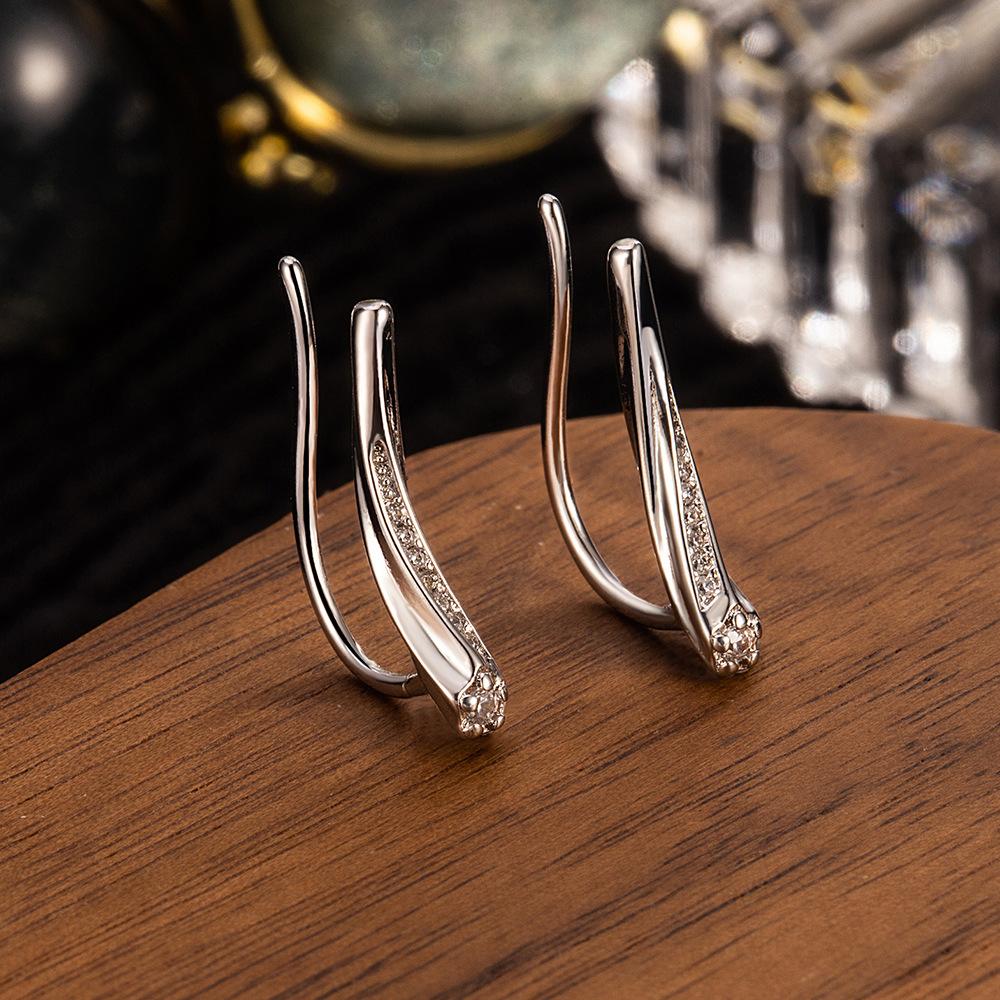 

925 Sterling Silver Jewelry Simple Luxury Crystal Stud Earrings for Women Wedding Party Jewelry for Girls Friend Gift Silver Plated срібний