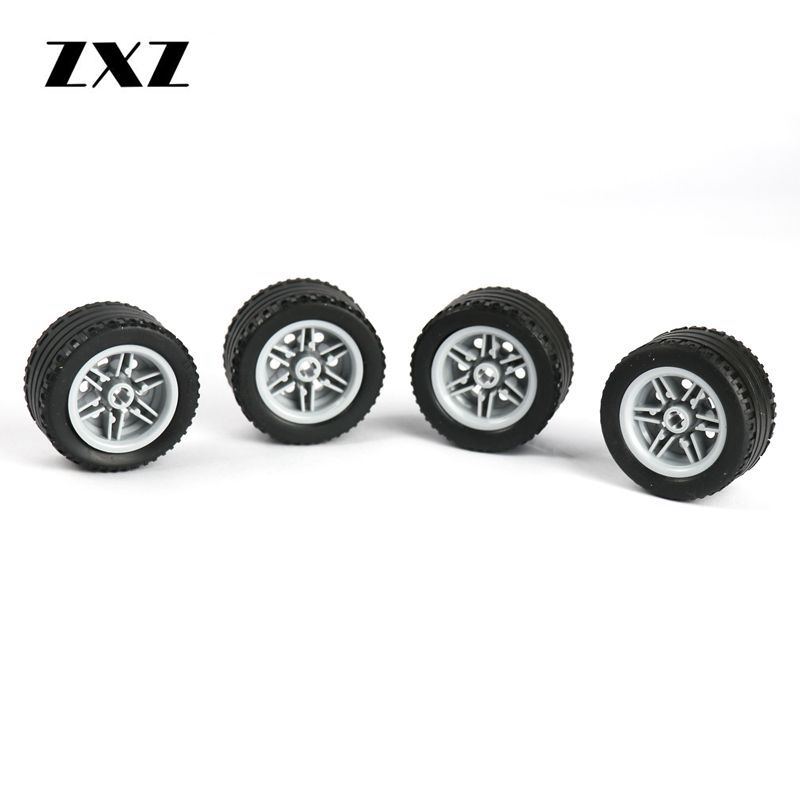 4PCS MOC Tire Wheel Cross Hole Technical Parts 44309 56145 Technology Toys for Children Kids DIY Car Truck Accessory