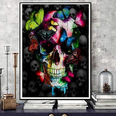 5D Diy Diamond Painting Flower Butterfly Skull  Set Full Diamond Embroidery Mosaic Art Picture of Rhinestones Decor Gift