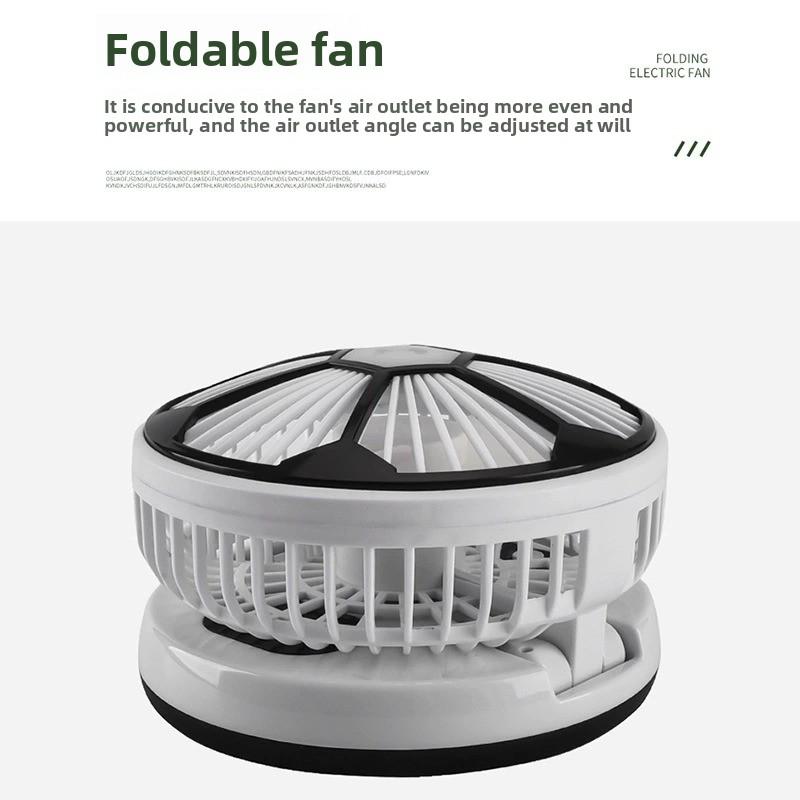 Ventilador de fútbol plegable USB recargable portátil para escritorio con luz nocturna para viajes