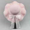 Women's Summer Korean Style Lace Trim Bowknot Wide Brim Sun Hat Sun Protection Straw Hat Beach Sweet Fisherman Hat