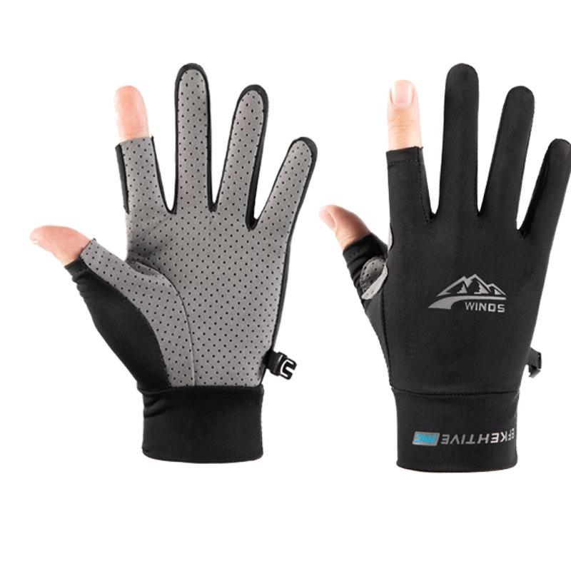 Mountaineering gloves, men's and women's spring and summer anti-skid and sun protection, full finger express, thin ice silk, driving, riding, running