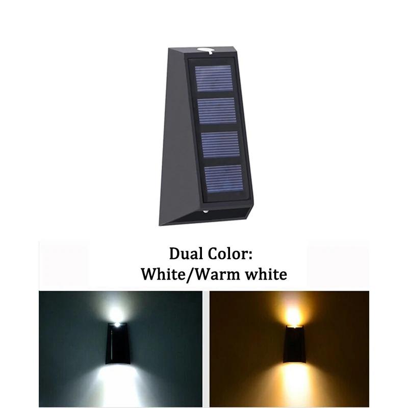 Solar Wall Lights Outdoor Waterproof Up Down Lighting, Dual Color Auto On Off, Decorative Solar Lamp for Fence Patio Yard Garden Home Wall Decor