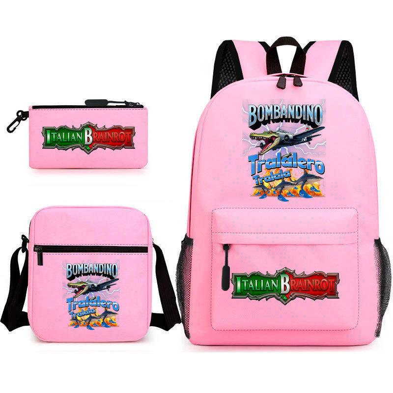 American Shanhaijing Funny Abstract Pattern Backpack Elementary School Bag Three-piece Set