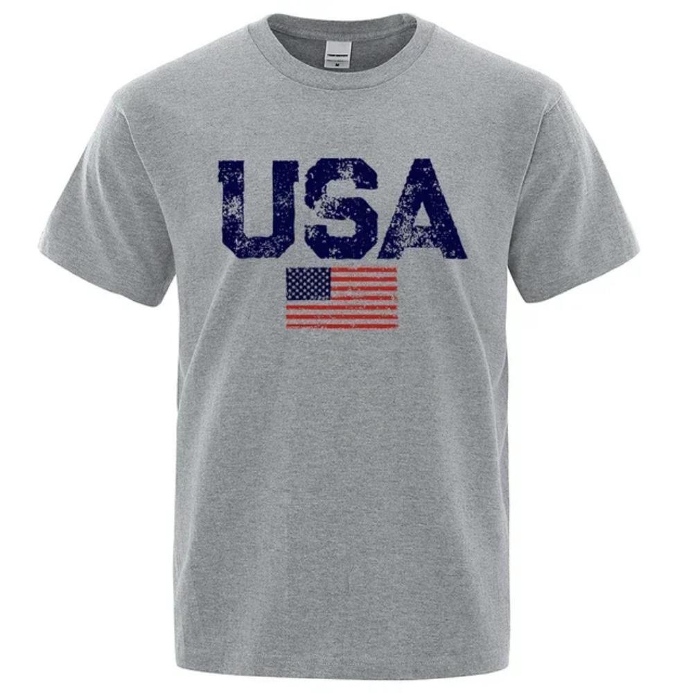 Vintage Usa Flag Street Print Male T Shirts Hip Hop Street Tshirt Summer Casual Cotton Tops Large Size Breathable Tee Clothes