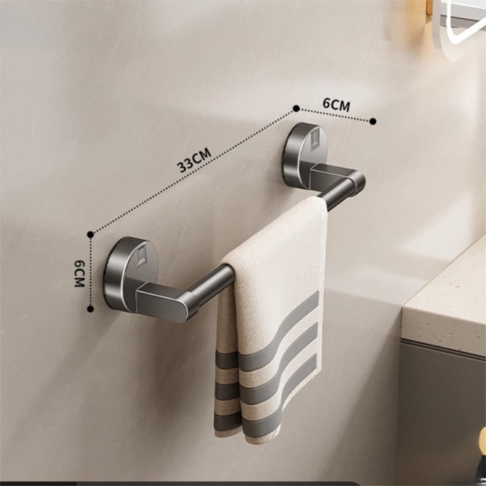Wall Mounted Suction Cup Towel Rack Punch Free Single-rod Bathroom Storage Rack No Drilling Durable Towel Hanging Holder
