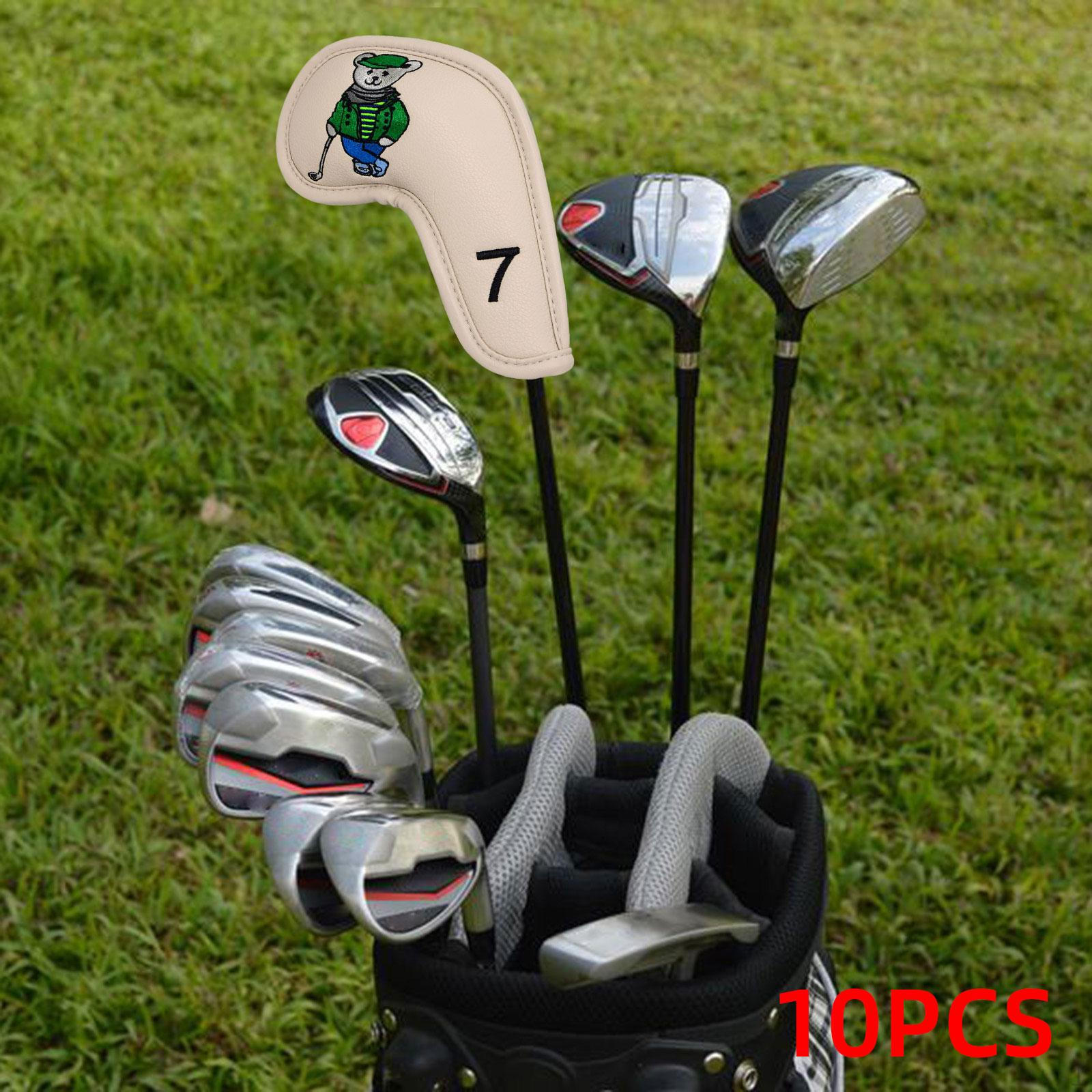 

10Pcs Golf Iron Headcover Head Protector Number Embroideried 4, 5, 6, 7, 8, 9,A,S,P,X Lightweight хаки