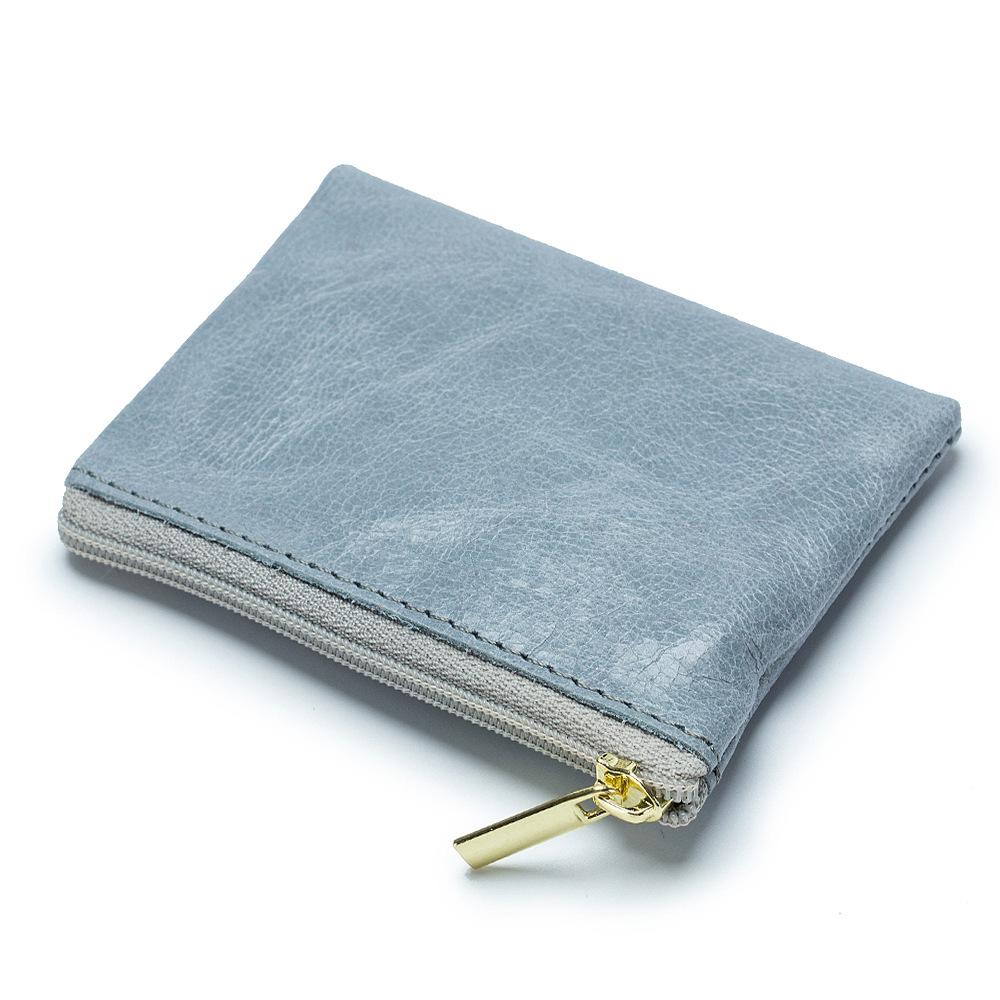 Slim change bag men's, simple soft cowhide mini key bag women's zipper coin small wallet