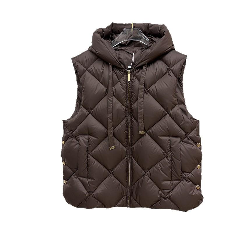MAX classic rhombus vest new European hooded down vest vest women's short sleeveless jacket
